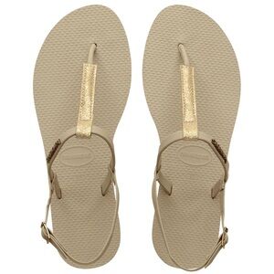 NWT Havaianas You Rio Gold Tan T Strap Sandals US Women's 8.5 *sold out*